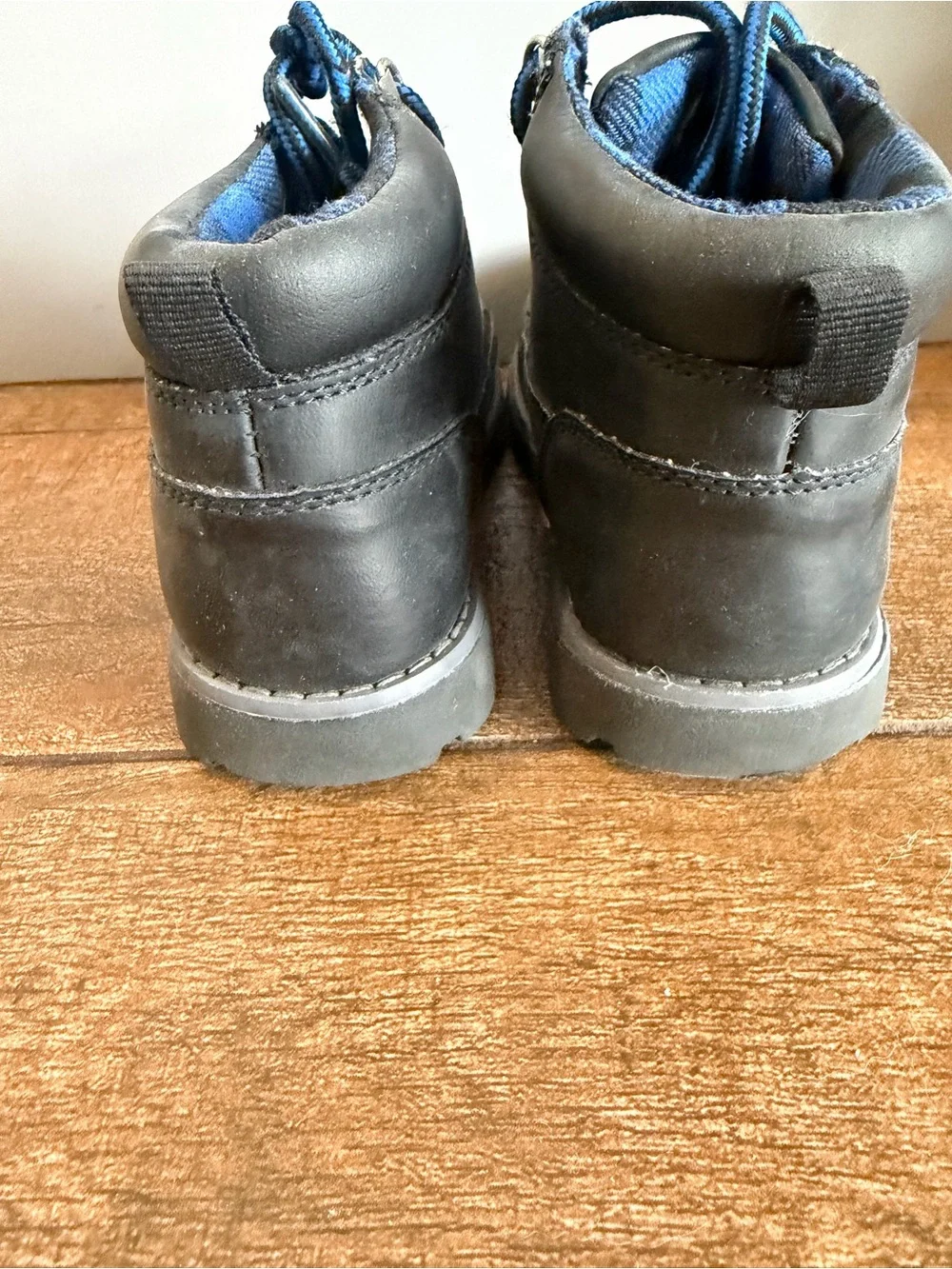 Faded Glory Black Boots with Blue Accents - Kids Lace-Up